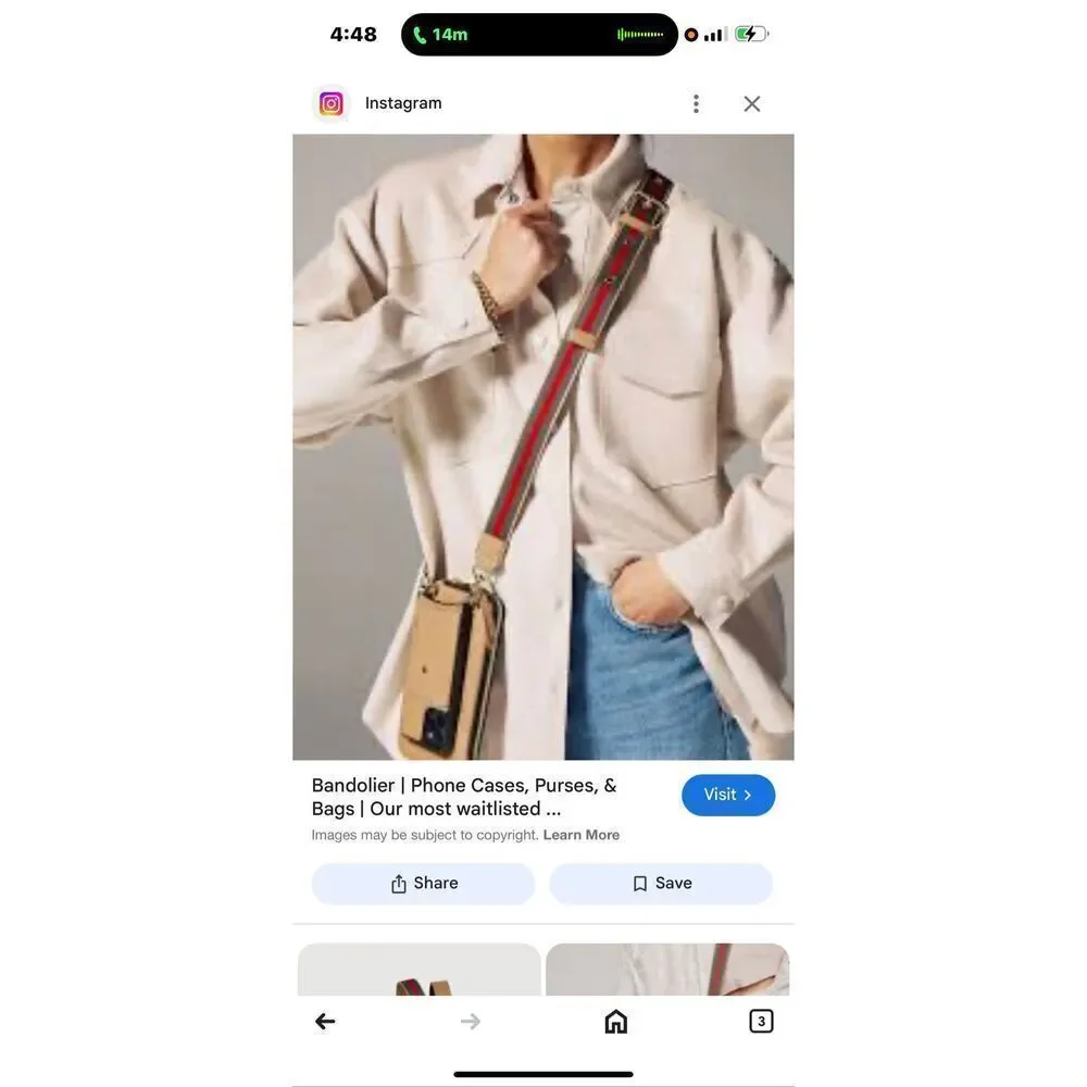 Bandolier kimberley.tan/red stripe iPhone 13 Pro c crossbody case & belt/strap